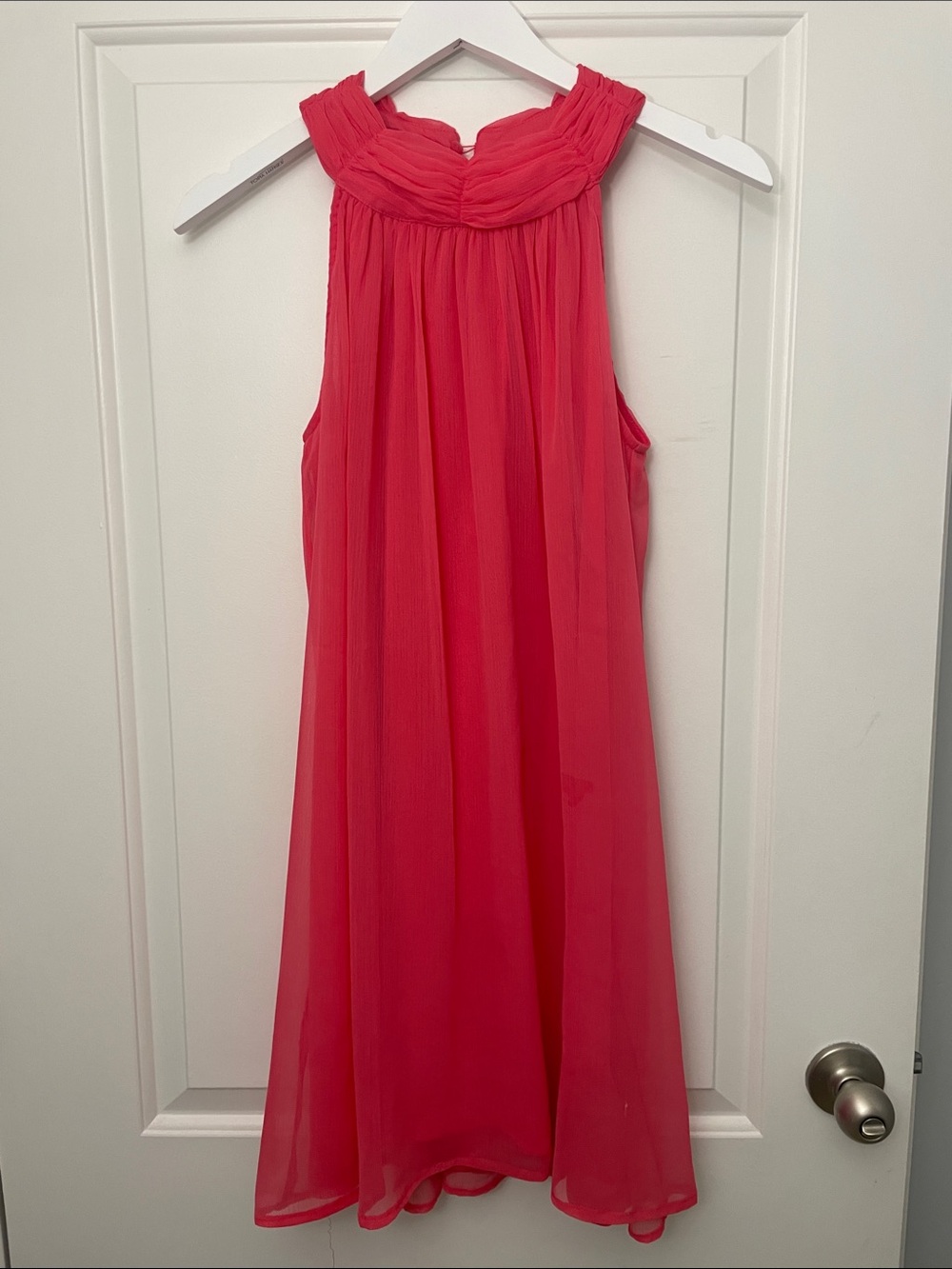 H&M Sleeveless Pink Chiffon High Neck Flowy Dress